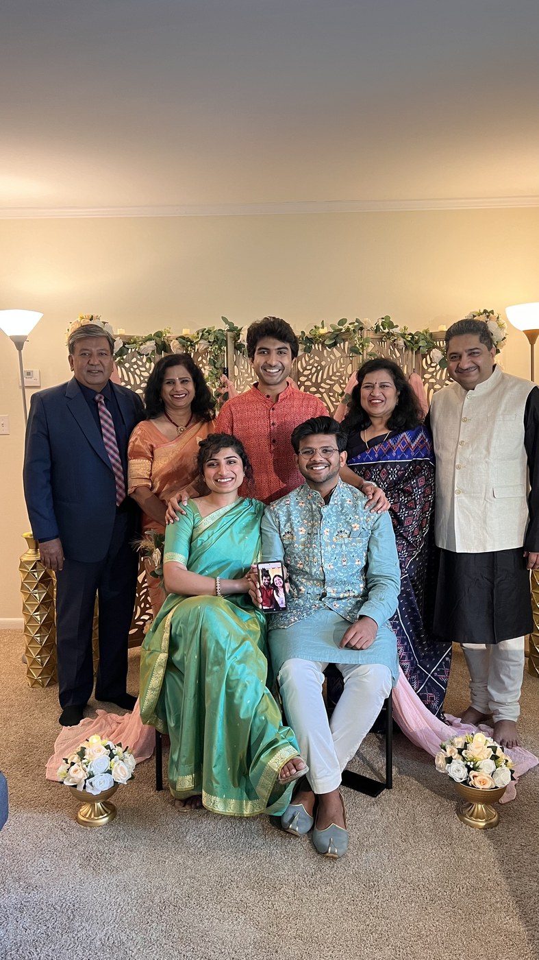 Ananyashree and Piyush with their families at the roka